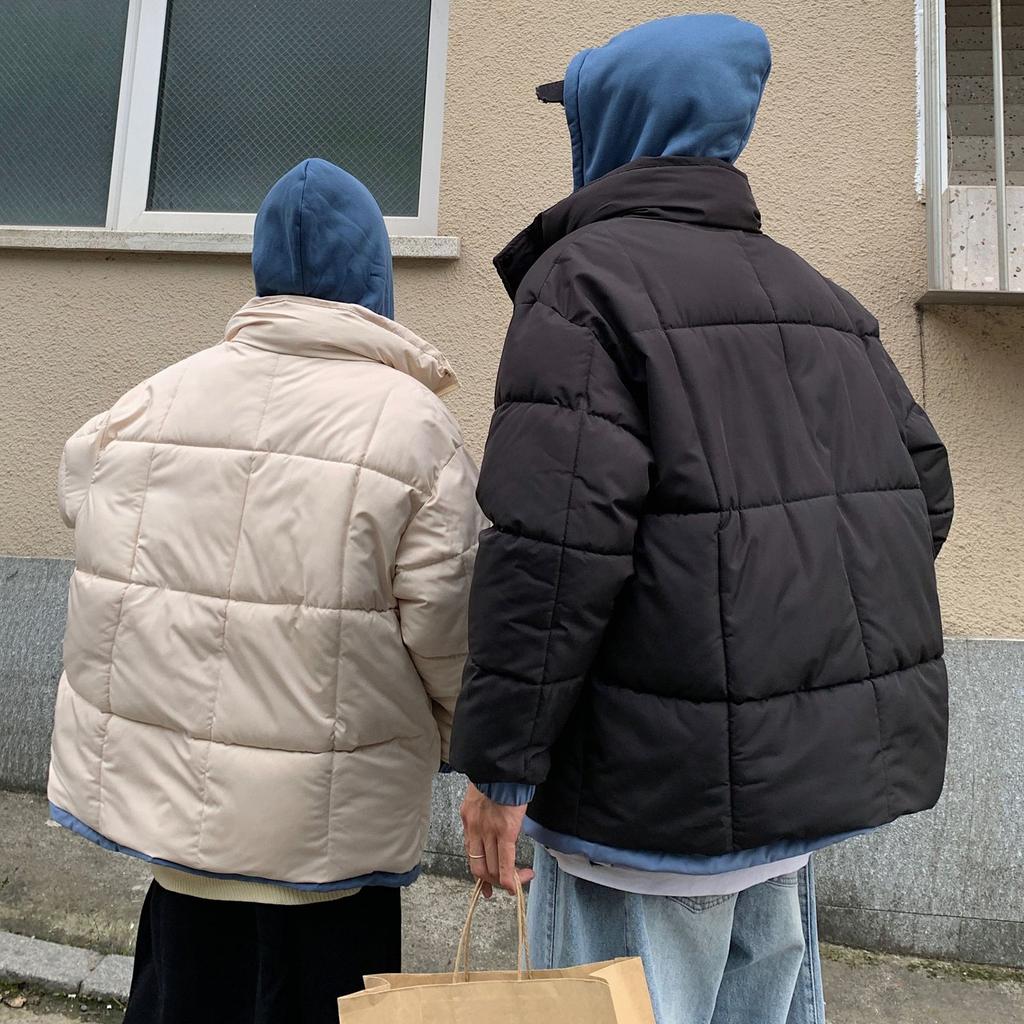 Hooded Cotton-padded Coat Winter Large Size Color Matching Fake Two-piece Cotton-padded Bread Jacket