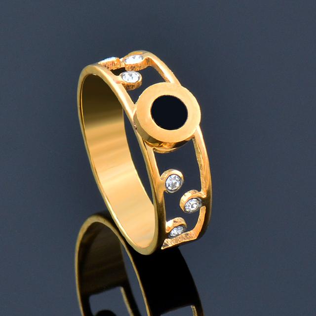 Vintage Gold Color Stainless Steel Rings for Women Moon Round Couple Anillos Jewelry Ring on Finger Gift JZ690 SSK