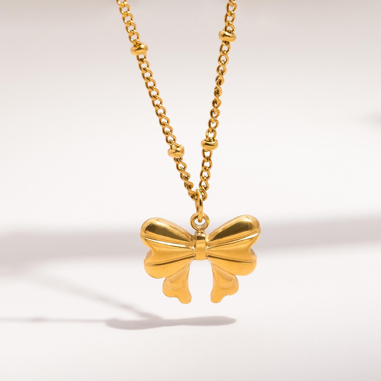 

Ожерелье с подвеской в ​​виде бабочки для женщин, модный и универсальный аксессуар для ожерелья-цепочки из нержавеющей стали золотой