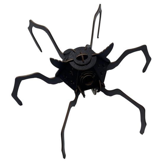 3D Wooden Puzzle Spider Model with Light Steampunk Mechanical Spider Figurine 3D Jigsaw Puzzle Desk Ornament for Halloween Decor