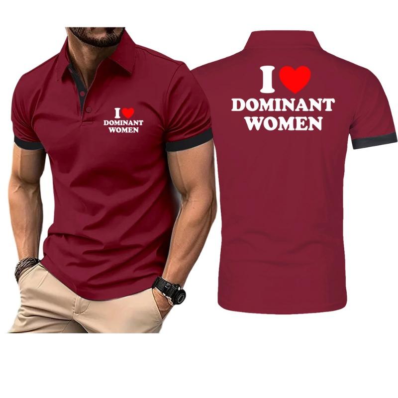 I Love Dominant Women Graphic Men's Polo Shirt Print Sporty Style Collared Golf Shirt For Summer T shirt