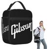 Gitarre Gibson Logo Isolierte Lunchtasche für Damen Kinder Tragbare Lebensmittelboxen Thermische Lunchbox Tragetasche