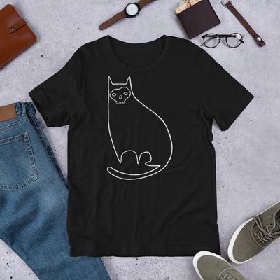 STRAIGHT CUT T-SHIRT Black Cat Skull Gothic Birthday Gifts Creepy Weird Horror Punk Skulls Spooky Goth Cats Dark Academia Goth Spring Gifts