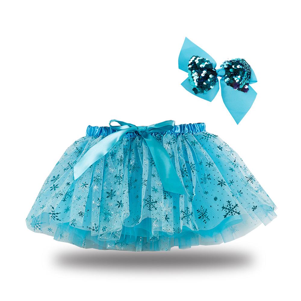 Girls' Star and Moon Mesh Tutu Skirt Set with Bow Hair Clips