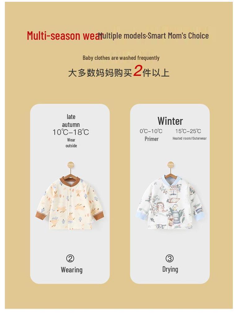 Unisex Baby Cotton Coat: Thin Padded Winter Jacket, Warm Lined Cardigan for Toddlers, 40g