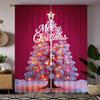 Luxury Set Of 2 Christmas Santa Claus Tree Pattern Printed Curtains Decorations Home Room Curtain Polyester