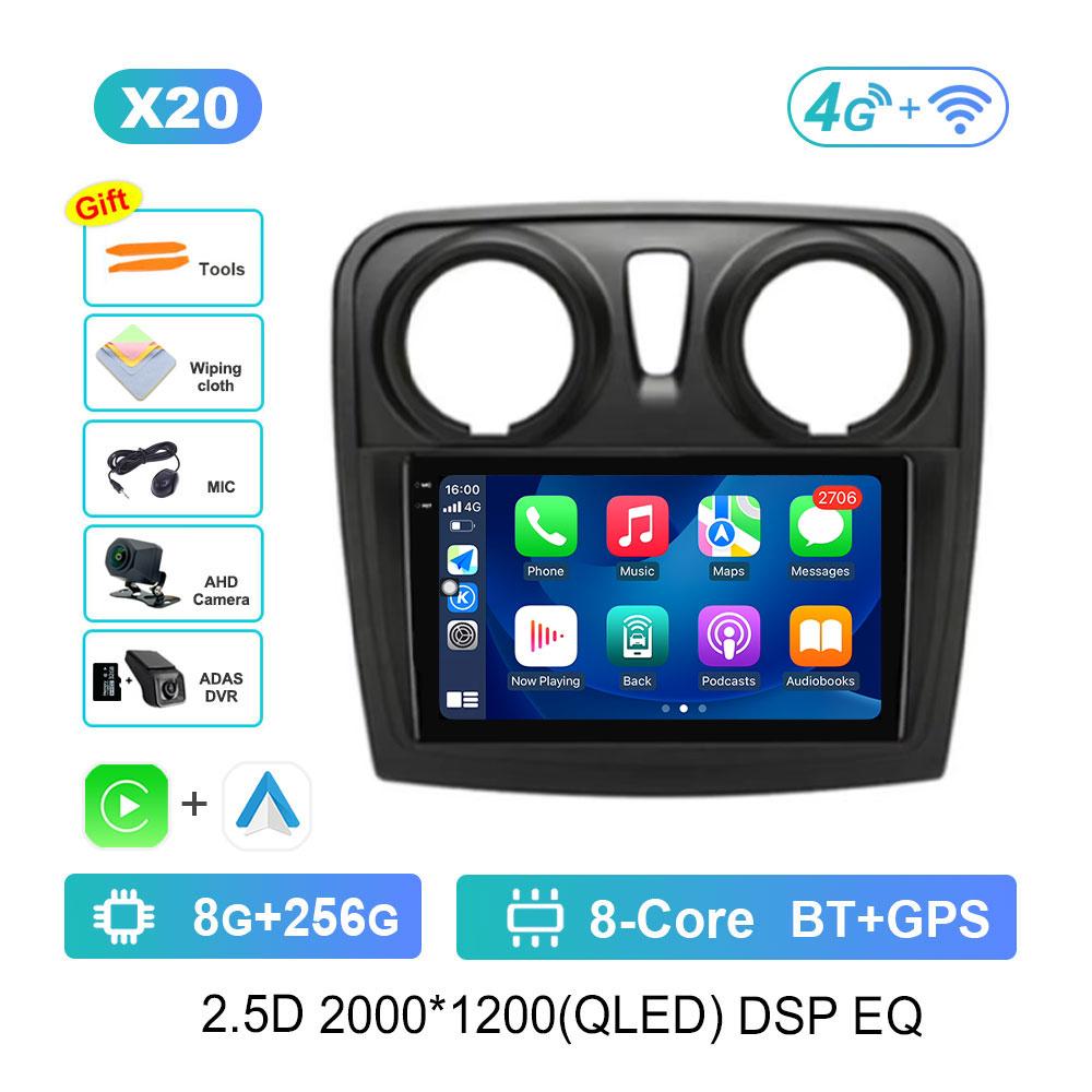 For Renault Logan 2 Sandero 2 2012 - 2019 DSP Stereo Car Radio Multimedia Player Android 14 2.5 D Screen GPS Navi WiFi Head Unit