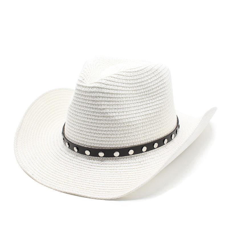 Cowboy Hat Men'S Summer Sun Hat Sun Hat Uv Protection Straw Hat Summer Beach Hat