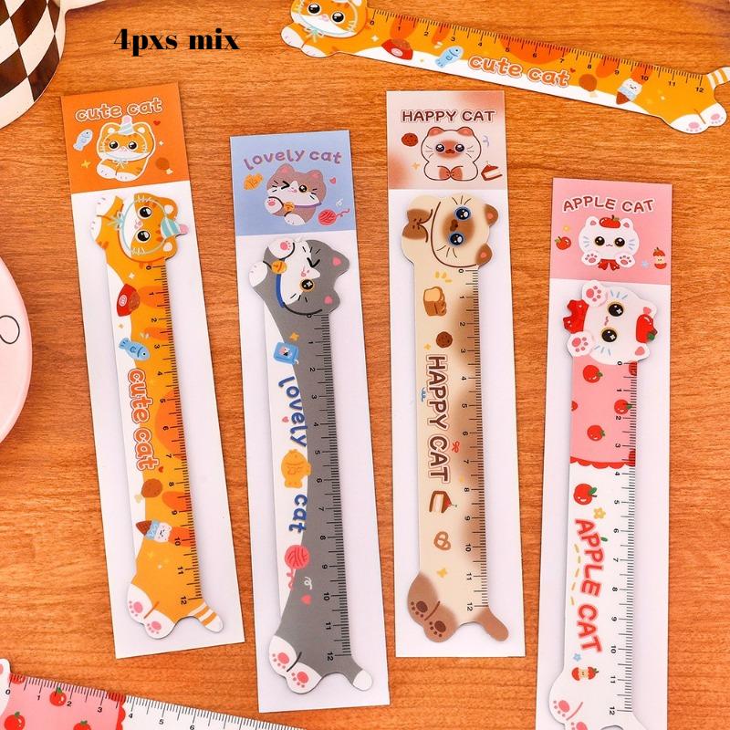 Office School Supplies Cartoon Cat Magnetic Bookmark Ruler Student Cute High Looking Girl Magnetic Kawai Stationery Small Gift