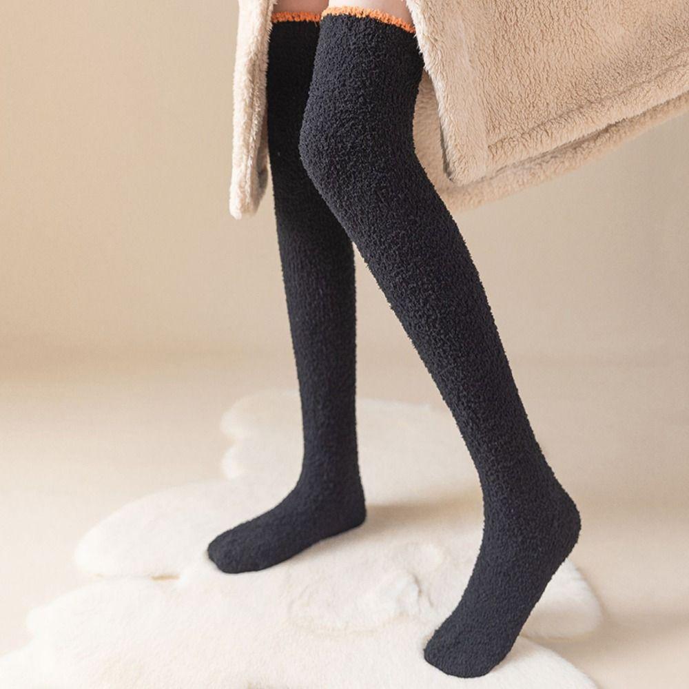 

Ins Coral Fleece Socks Thickened Floor Socks Fashion Long Tube Socks Winter