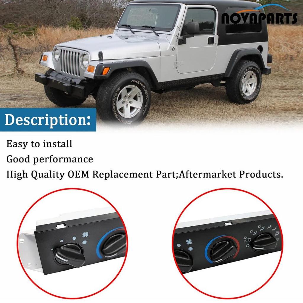 55056558AA Fits Jeep Wrangler AC Panel and Push-button Switches.