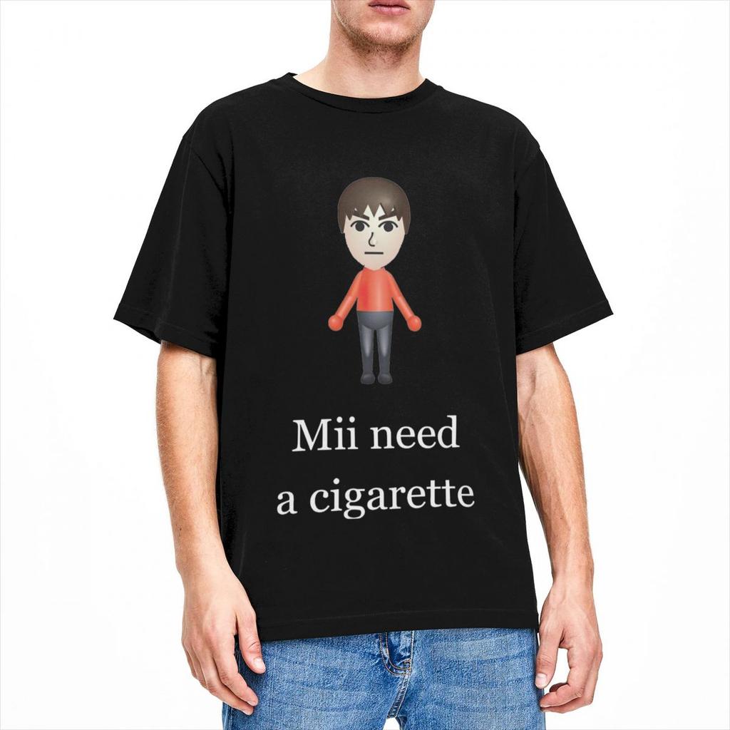 Camiseta Gráfica Mii Necesita Un Cigarrillo para Hombre y Mujer Ropa Moda 100% Algodón Camisetas Mii Brawler Camiseta Ropa Estampada