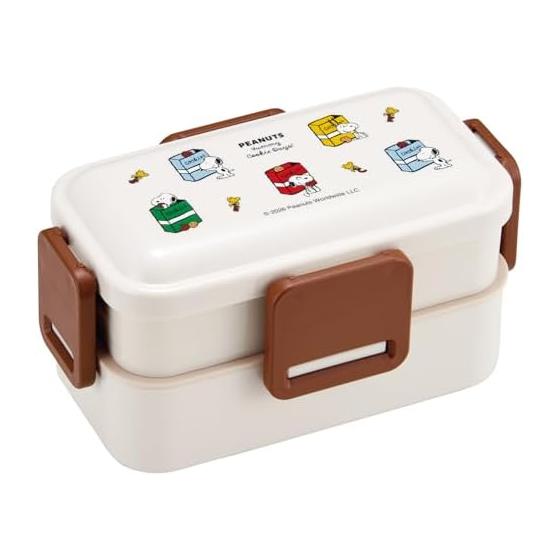 Skater Bento Box, Fluffy Lunch Box, 2 Tiers, 600ml, Dishwasher Safe, Microwave Safe, Made in Japan, Snoopy Cookies PFLW4-A