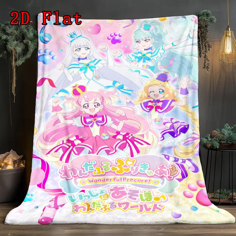 Precure 2D Flat Pattern Flannel Blanket High Quality All Seasons Warmth and Comfort Perfect for Christmas Gifts.DMT0925153