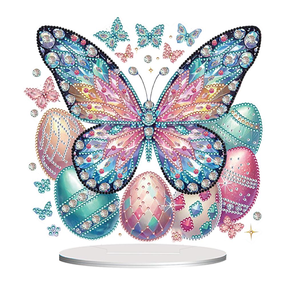 Acrylic Special Shape Butterfly Easter Eggs Table Top Diamond Painting Ornament Kits 5D DIY Diamond Art Tabletop Decorations