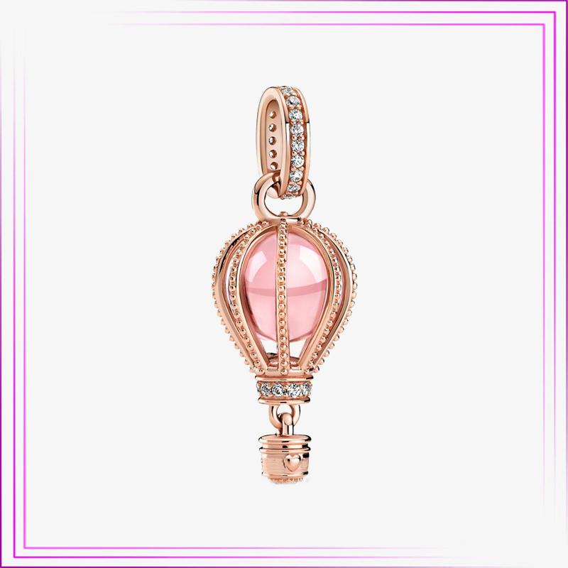 925 Sterling Sølv Hjerte Blomst Luftballong Flamingo Rosa Sjarm Plata De Ley Bil Katt Perle DIY For Originalt Armbånd Smykker