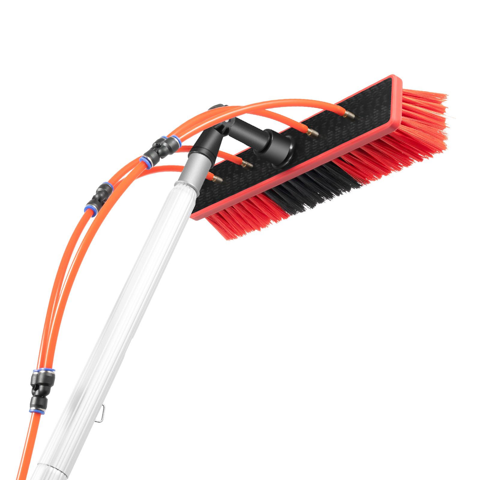Щетка и шест для чистки солнечных панелей с длиной 7,9 м, комплект шеста с подачей воды, подходит для чистки солнечных панелей/мытья высоких окон красный