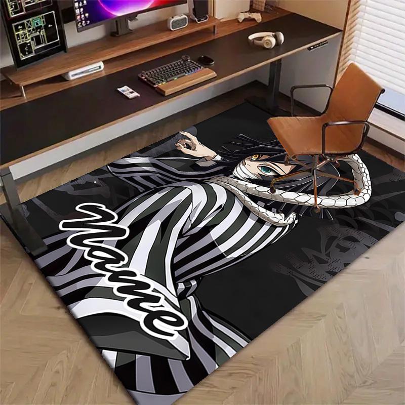 Custom Demon Slayer Mat Personalized Name, Polyester Washable Indoor Entryway Rug, Gift for Christmas, Easter, Thanksgiving Day