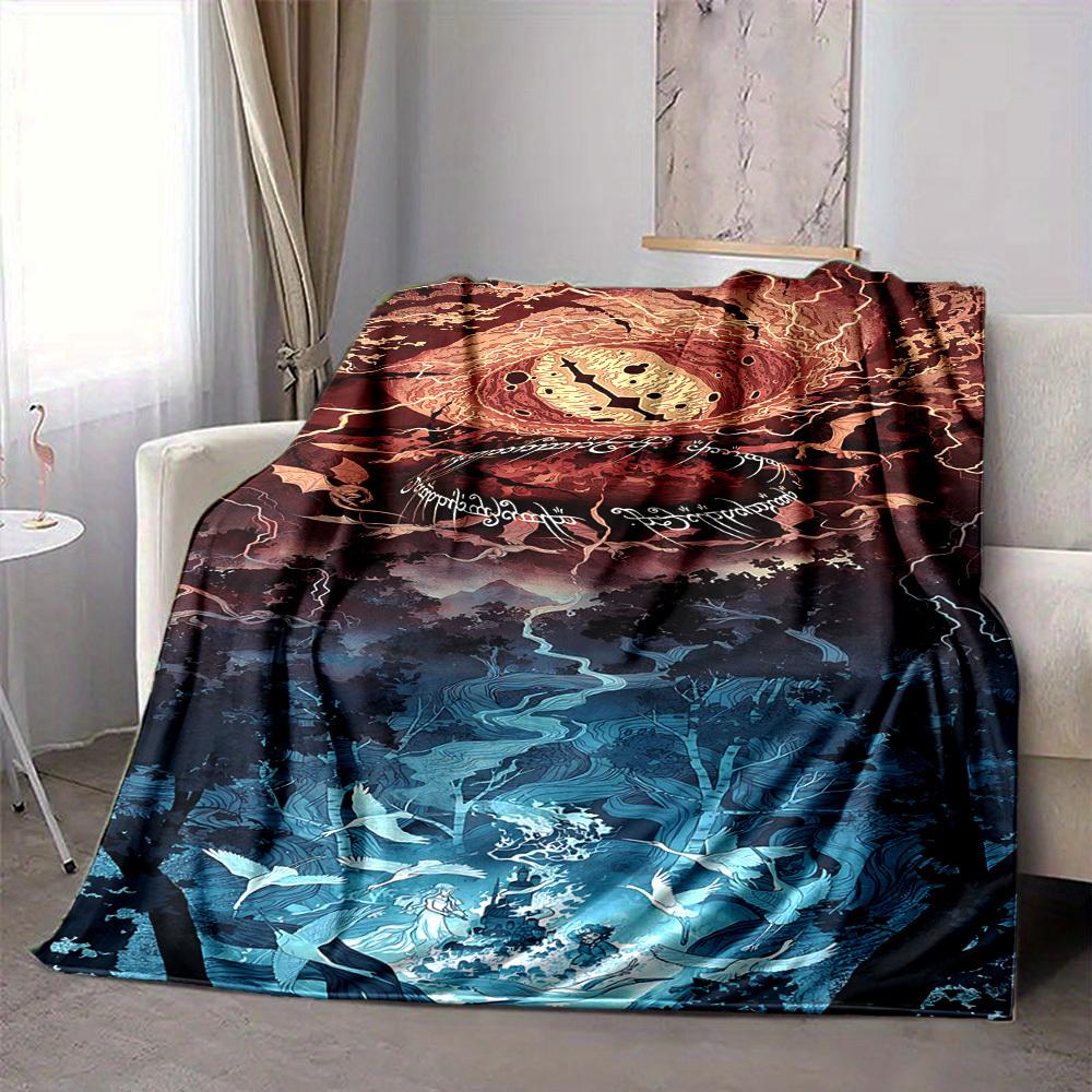 1pc The Lord of the Rings Flannel Throw Blanket Lightweight Soft Warm All Season Blanket for Sofa, Bed, Travel,L1028135