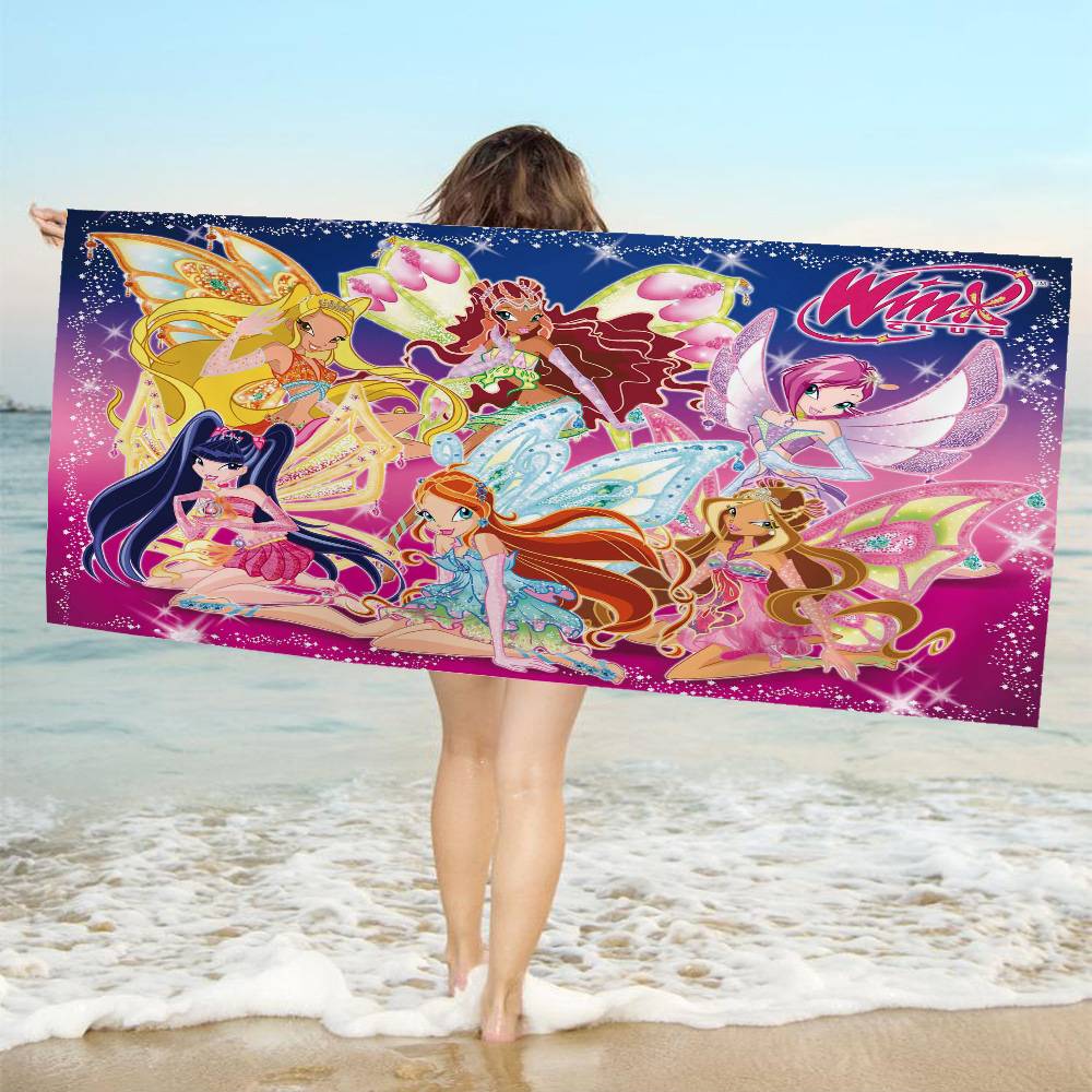 Girl-W-Winx Catoon Clubs Microfiber Beach Towel Absorbent Quick Dry Soft Yoga Swimming Resort Mountain Climbing Towel