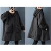 DIMANAF 2025 Plus Size Autumn Winter Plus Size Women Coat Long Sleeve Jackets Casual Loose Outerwear Black Zipper