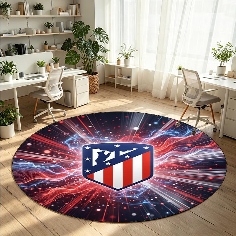 Atletico Madrid Printed Round Crystal Velvet Rug Soft Non Slip Floor Carpet For Bedroom Holiday Gift