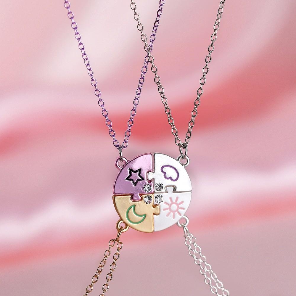 Collar Portátil de Rompecabezas de Corazón 3/4 Tonos Colgante de Rompecabezas Collar para Amigos Joyería para Niños