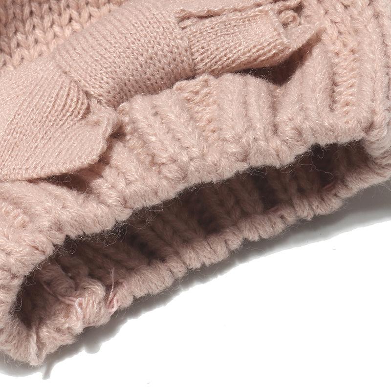 Amazon wish new bow knitted hat boys and girls children hat gloves two-piece set children's winter