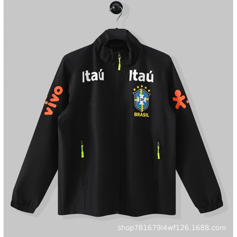 Brazil National Team Football Jacket Men Women Thin Windproof Waterproof Training Top