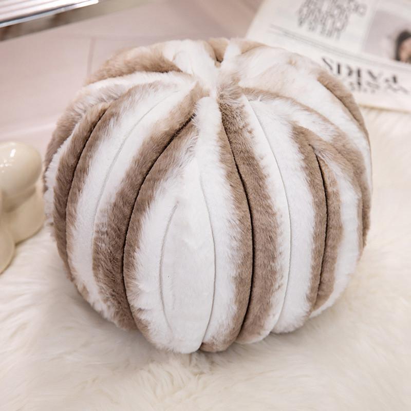 Plush Modern Round Pillow Striped Decorative Throw Cushion Bedroom Decoration