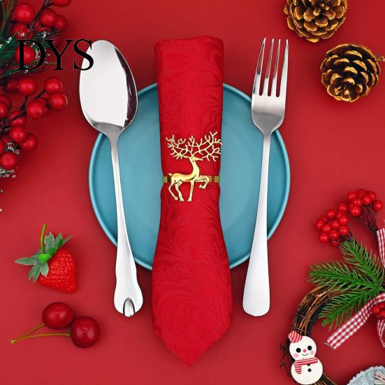 Zinc Alloy Napkin Rings Christmas Deer Ring, Elk Holder, Holiday Table Decorations Ring for Winter Party Festive Dining Decoration Elegant Settings