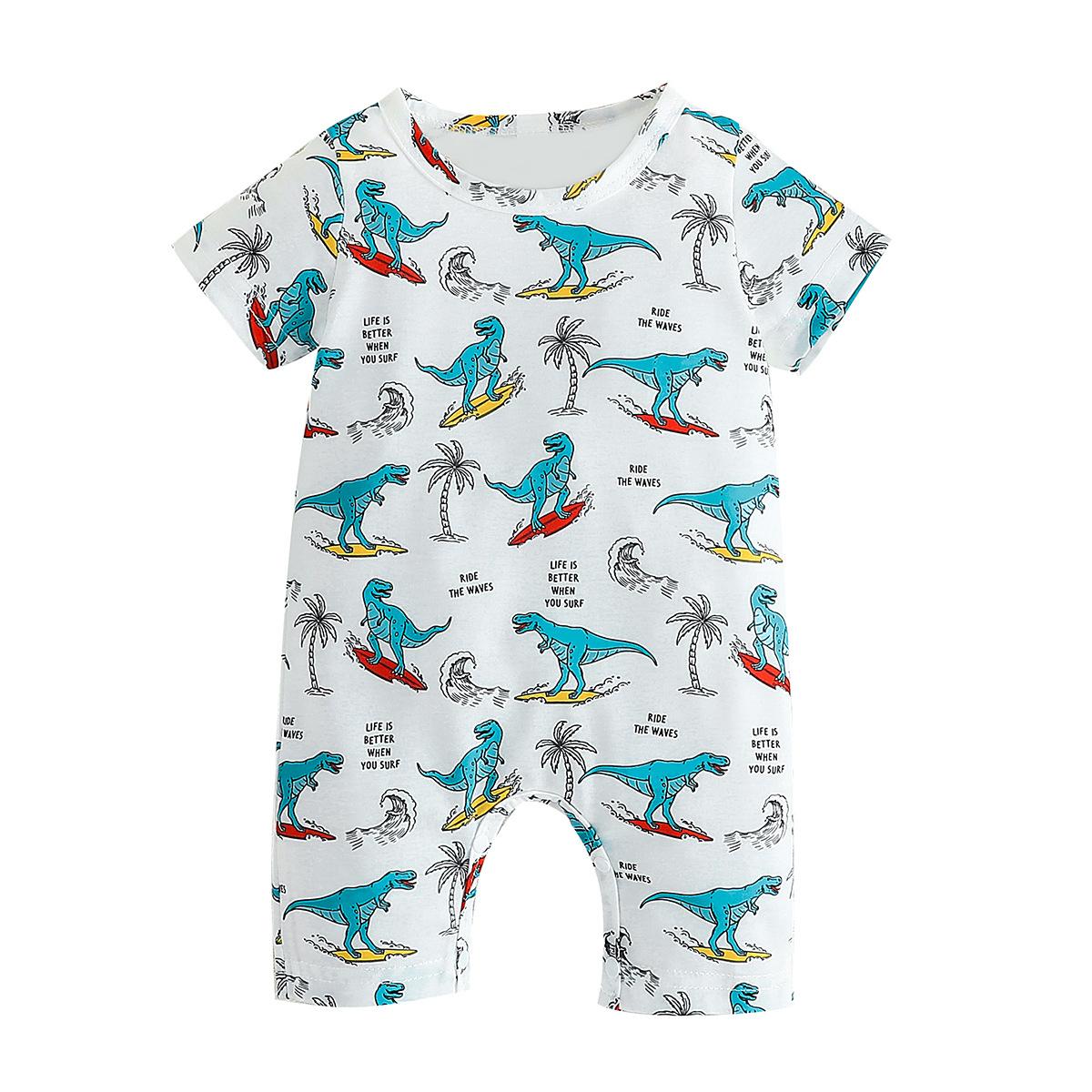 

Комбинезон для новорожденных с героями мультфильмов динозавров, детские комбинезоны для маленьких мальчиков, мягкая одежда для малышей 3-24 месяцев 100 белый