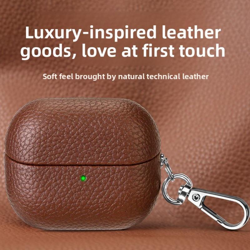 Aplicabil pentru husă de protecție pentru căști Bluetooth Buds3, husă tare din piele imitație cu model litchi de culoare solidă, husă de protecție pentru căști anti-cădere