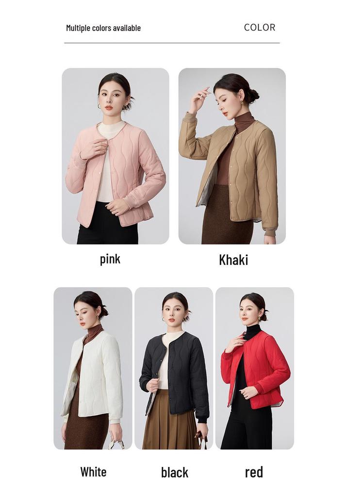 Women's Fleece-Lined Cotton Jacket: Short, Collarless, Padded Winter Outerwear 2026