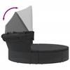 Outdoor Lounge Bed with Canopy and Cushions Black Poly Rattan