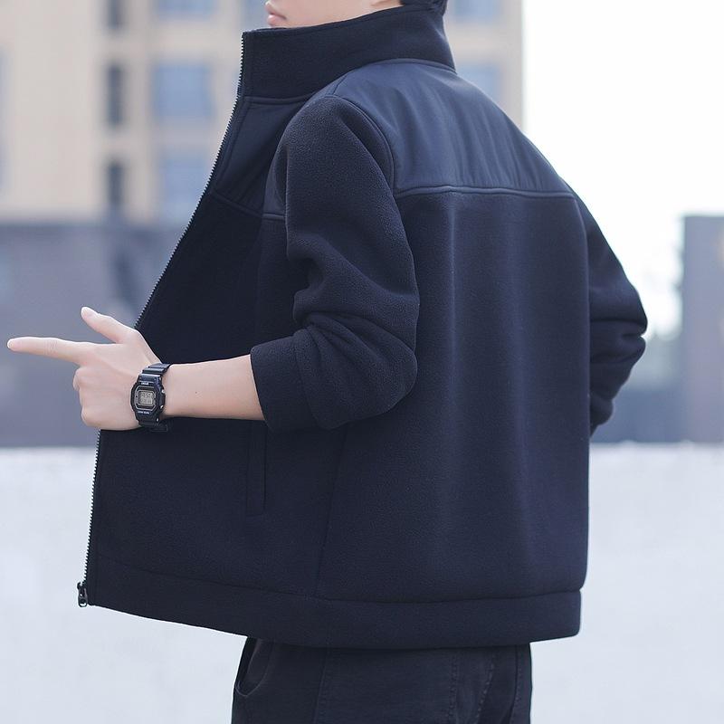 

Fleece men s jacket jacket 30-40 years old 50 casual stand-up collar fleece top thickened thermal sweater cardigan M = 100-57.5kg