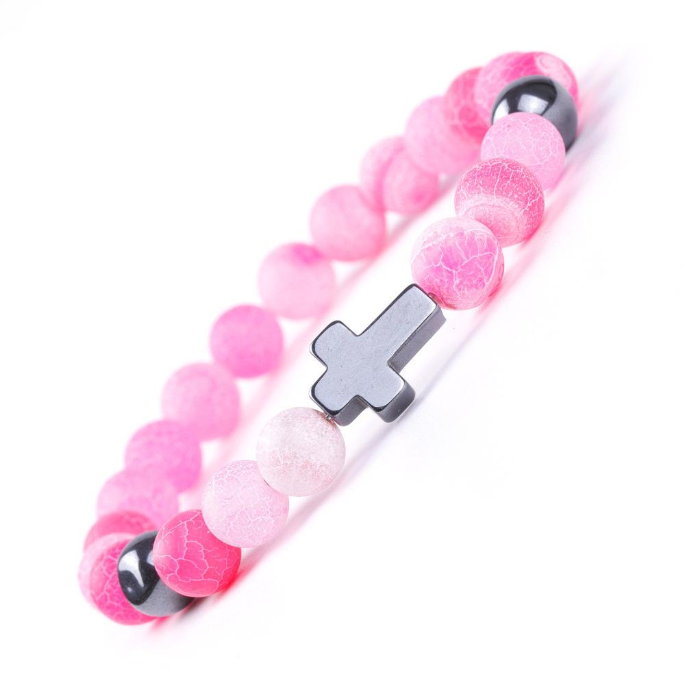 

Браслеты с крестом из натурального камня, красочный агатовый крест, эластичный браслет из веревки для мужчин и женщин, очаровательные украшения для йоги