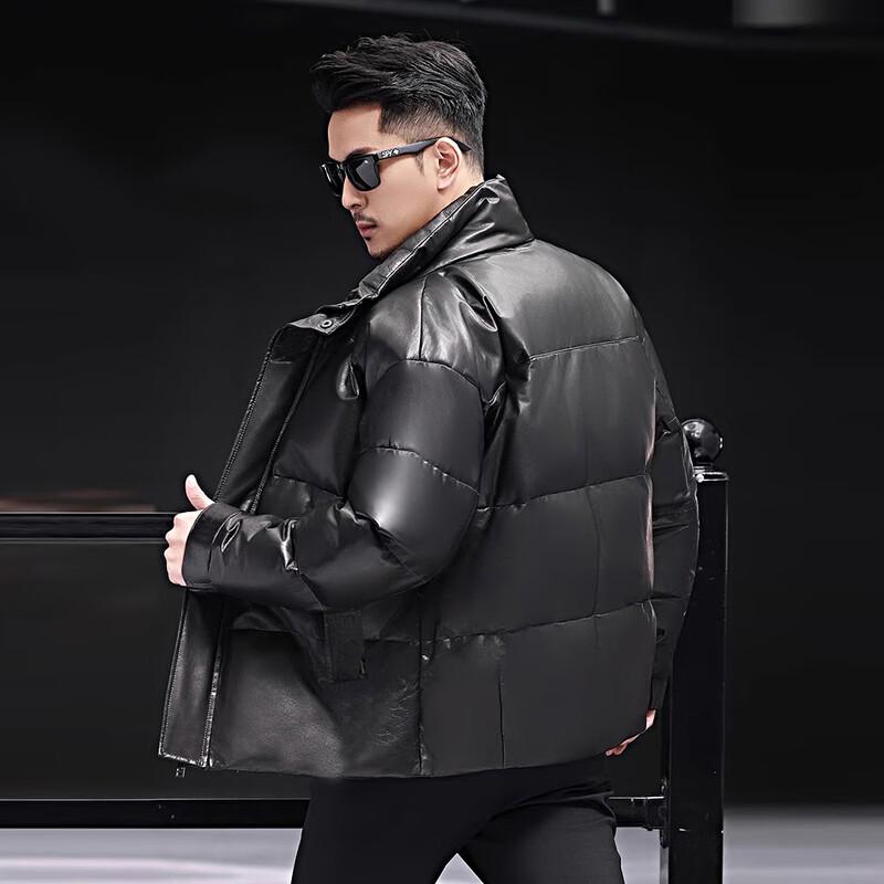 KAISER Men's Goatskin Stand Collar Business Casual Leather Jacket