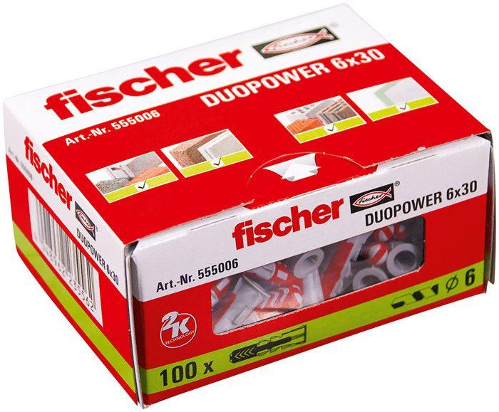 Chevilles Bi-matière DuoPower 6X30 Boîte De 100 - FISCHER - Zinc - Boîte De 100 - Bi-matière