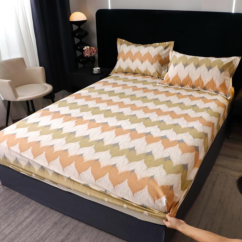 Queen Size Bedsheet 100% Cotton Fitted Sheet Brushed Bed Cover Soft Mattress Protector Sabanas Para Cama (Pillowcase Need Order)