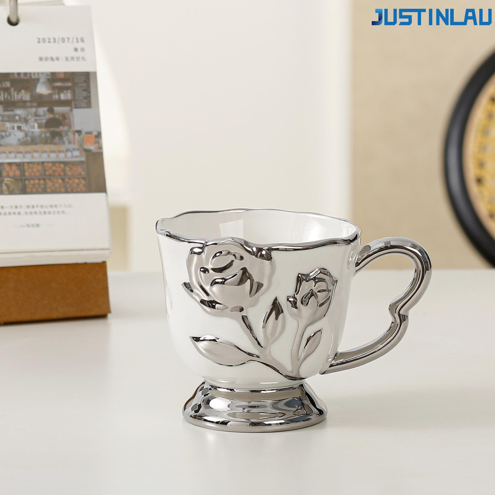 

Tulip Rose Breakfast Cup High-value Mug Coffee Cup Household Ceramic Cup Cute Cup Suitable for Couples To Use Tea Cup 450ML
