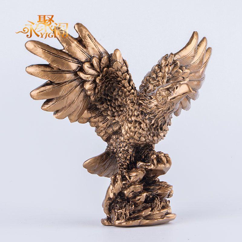 Resin Golden Eagle Figurine Home Protection and Wealth Attraction for The Office Decor