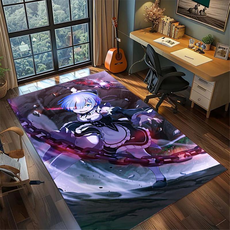 "ReZero" Large Area Rug Carpet Non Slip Washable Floor Mat Gamer Room Bedroom Home Decor—kwq78
