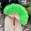 Vintage Feather Folding Fan Wedding Party Bride Hand Held Fan Portable Summer Fan Decoration Dance Performance Props Party Accessories