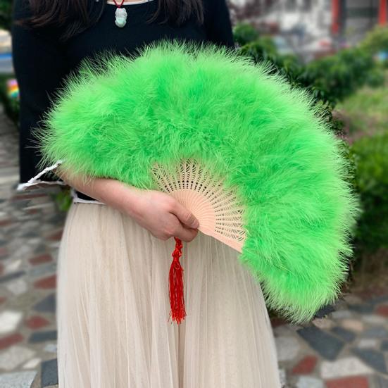 Vintage Feather Folding Fan Wedding Party Bride Hand Held Fan Portable Summer Fan Decoration Dance Performance Props Party Accessories