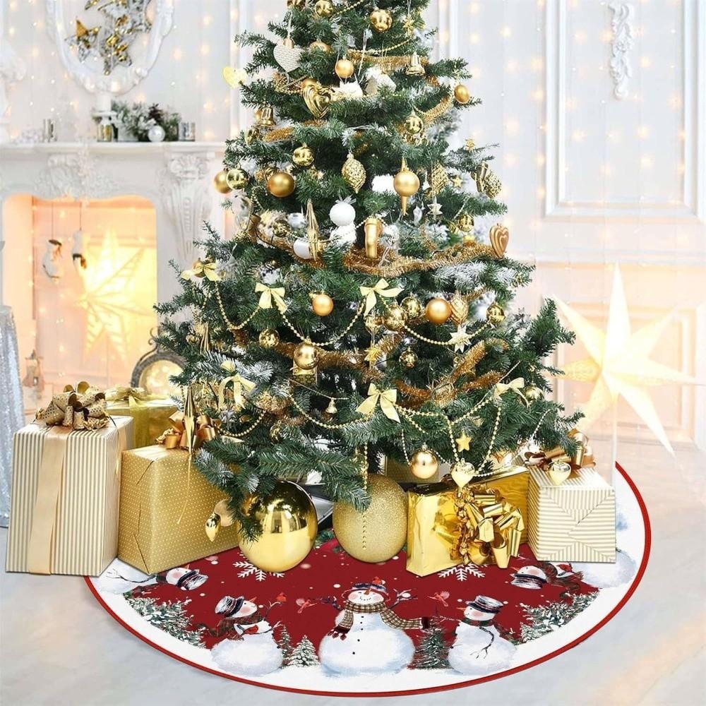 Weihnachtsmann Schneeflocken Weihnachtsbaumrock Kragen Flanell Weihnachtsdeko Baummatte