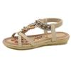 Women Bohemian Beaded Flat Sandals Ethnic Style Elastic Back Strap Sandals