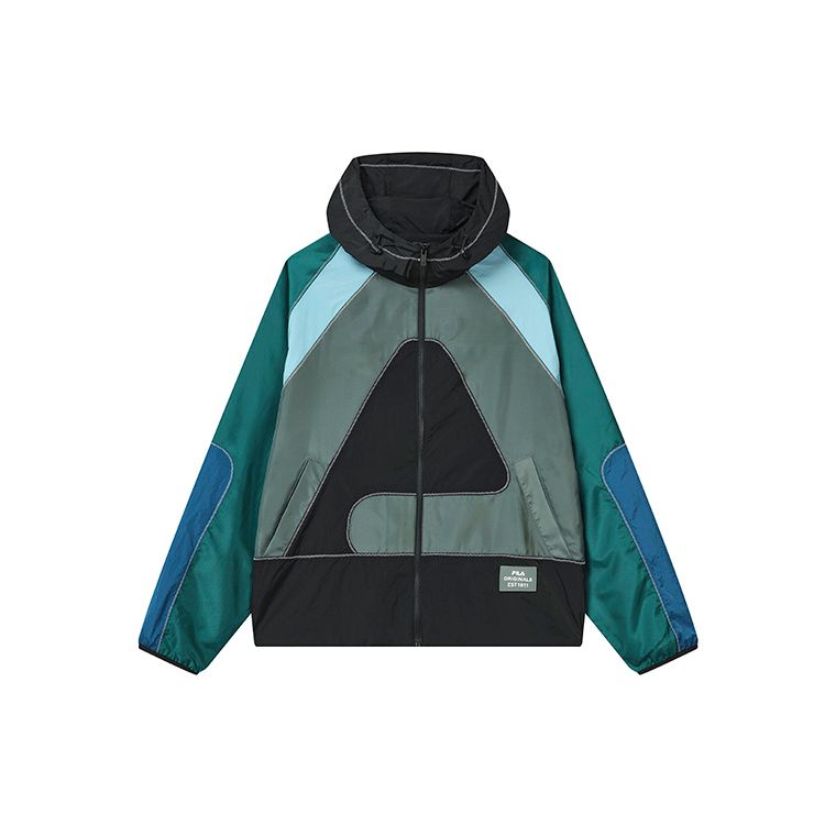 

FILA Color Block Spliced Casual Logo Hooded Woven Jacket Men jackets Dark-Iron-Gray F11M239704F-DY XL