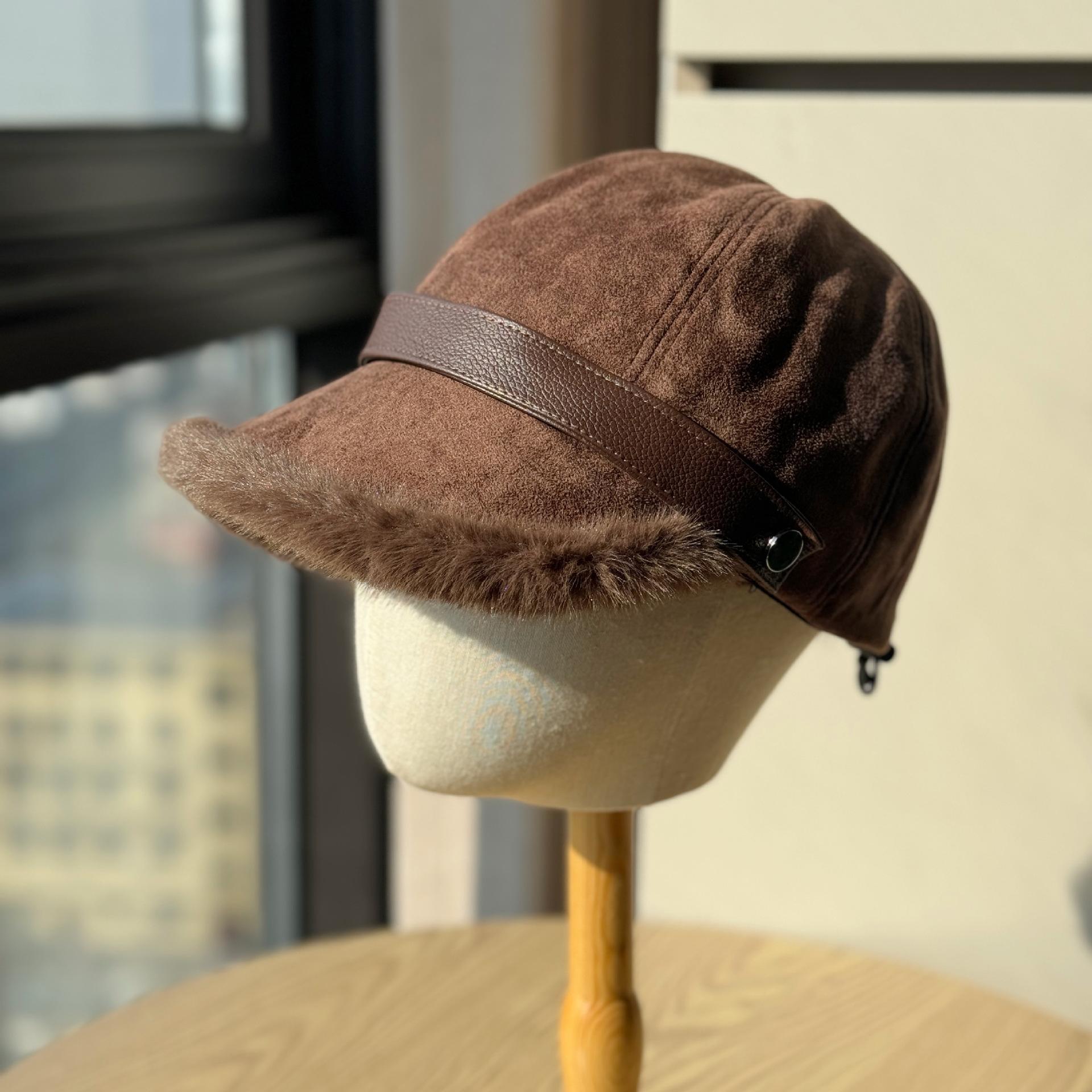Suede Plush Wide-brimmed Peaked Hat Women s New Autumn and Winter Outdoor Warmth and Coldproof Fleece Bucket Hat one size темно-коричневого