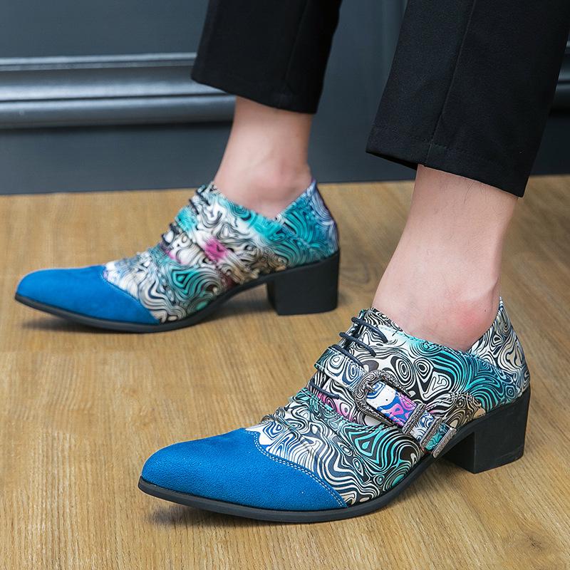 European & American 2025 Men's Fashionable Mid-Heeled Pointed Toe Loafers - Spring & Autumn Collection
